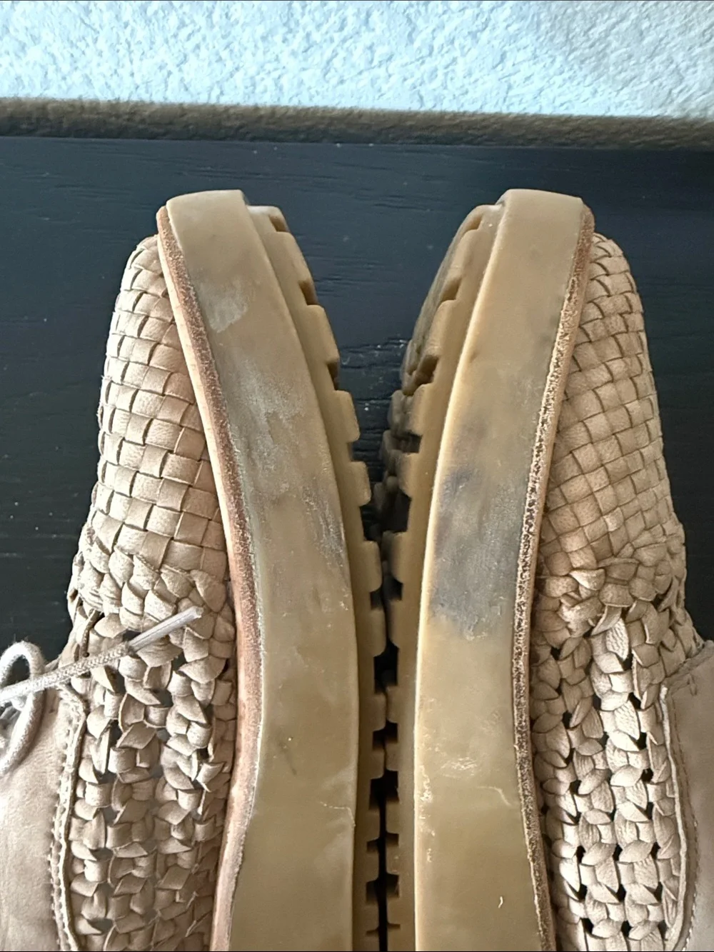 Eileen Fisher Woven Lace-Up Oath Platform Oxfords in Tan